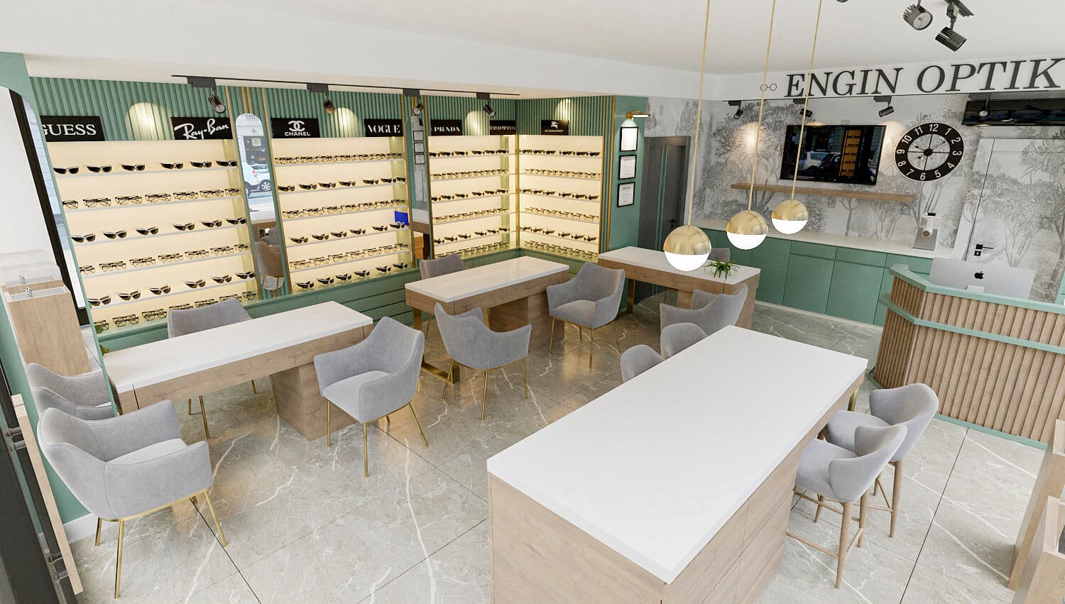 Optik mağaza spot aydınlatma tasarımı Antalya