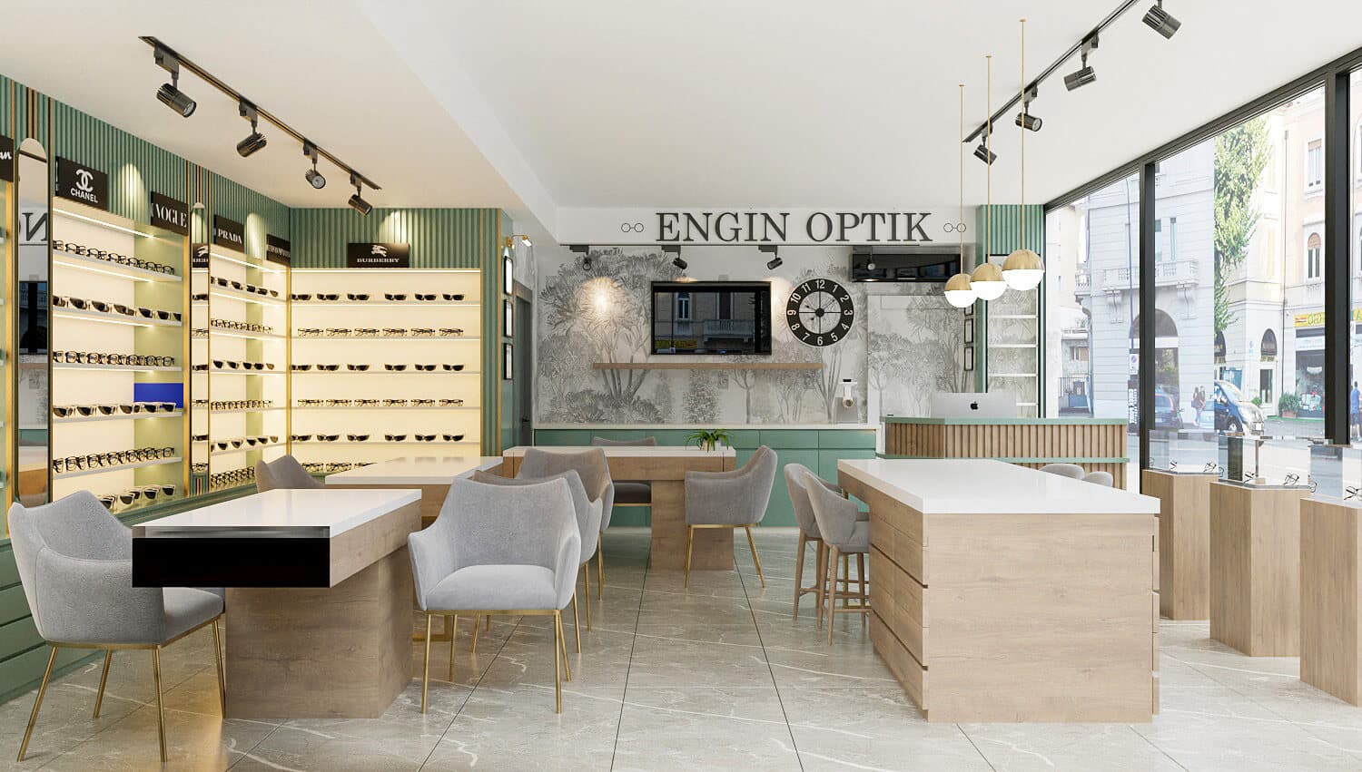 Antalya Engin Optik mağaza iç mekan tasarımı — AYC İç Mimarlık